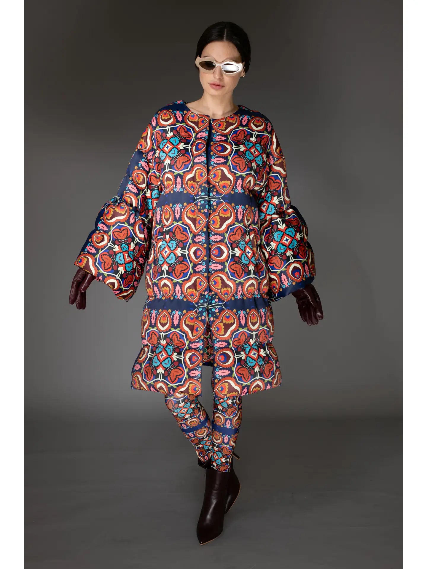 Preorder : Floral Puff Sleeve Quilted Coat Ships Sept 5