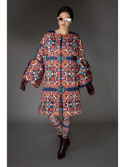Preorder : Floral Puff Sleeve Quilted Coat Ships Sept 5