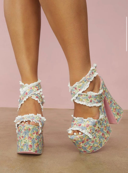 Satin floral Platform Resale